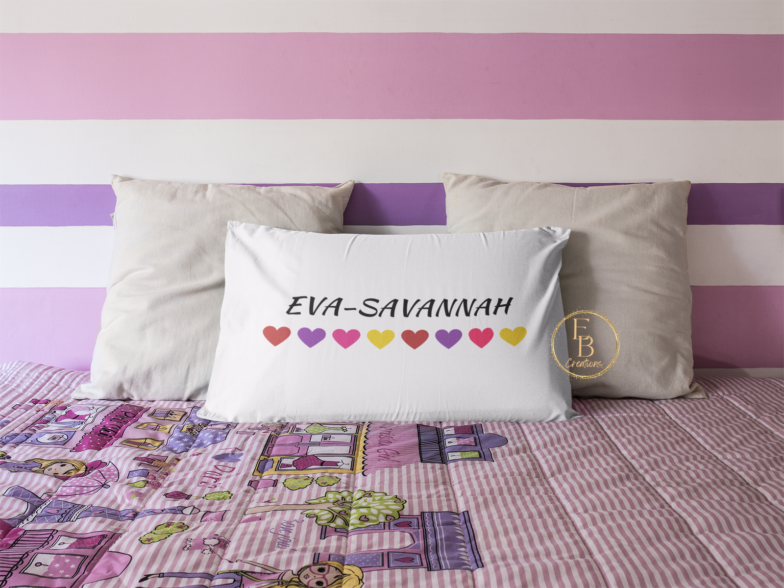 Personalized Purple and Black Monogram Pillow Case for Kids, Adults and  Toddler