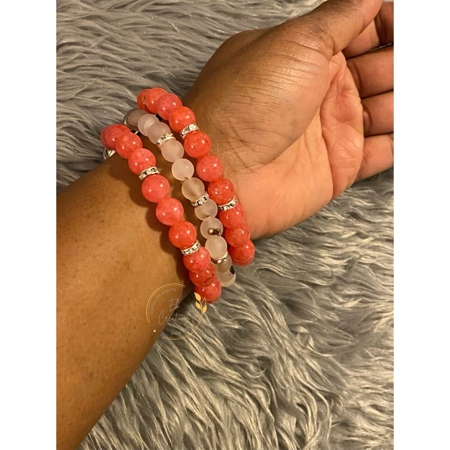 Pink & White Howlite Spun Apple Watch Beaded Bracelet | Jewelry | Charm Bracelet - Eb Creations Watch Bands Pink & White Howlite Spun Apple Watch Beaded Bracelet | Jewelry | Charm Bracelet